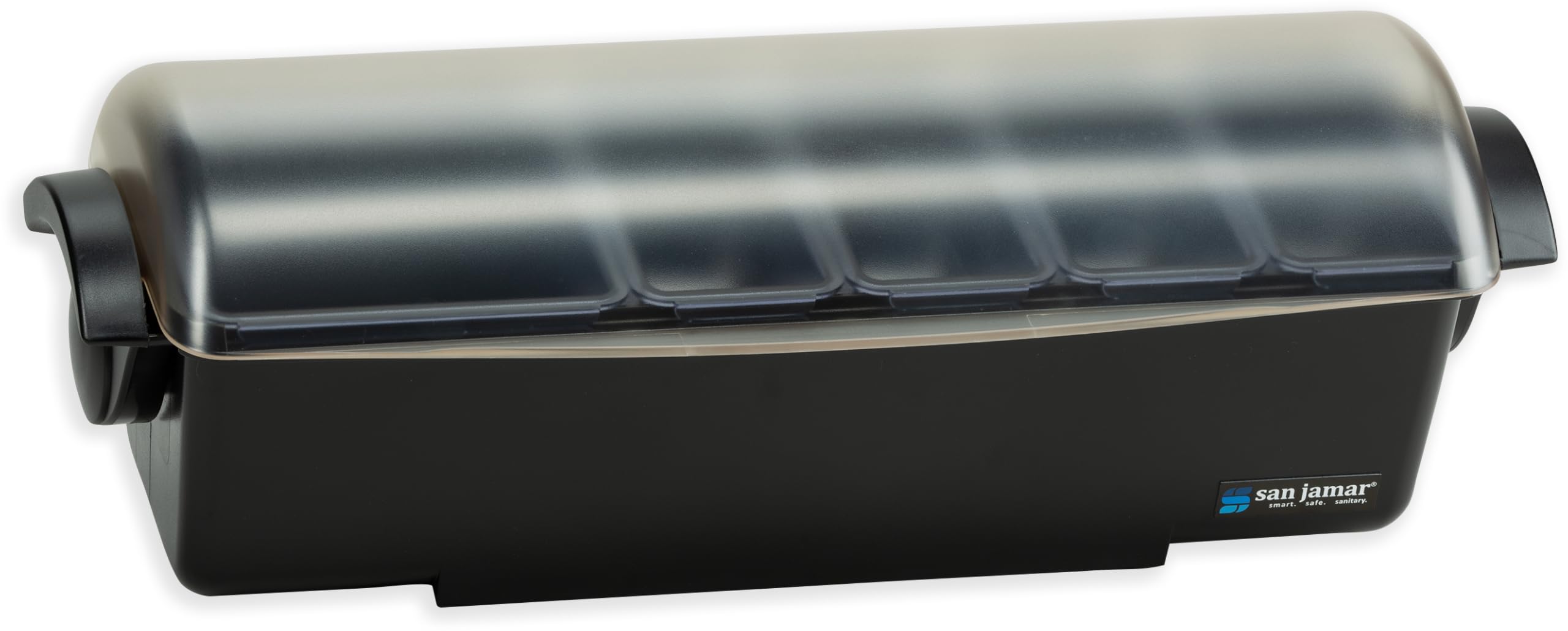 San Jamar Dome Garnish Center 5 Tray with Caddy for Kitchen, Bar, And Restaurants, Plastic, 8 Pints, Black