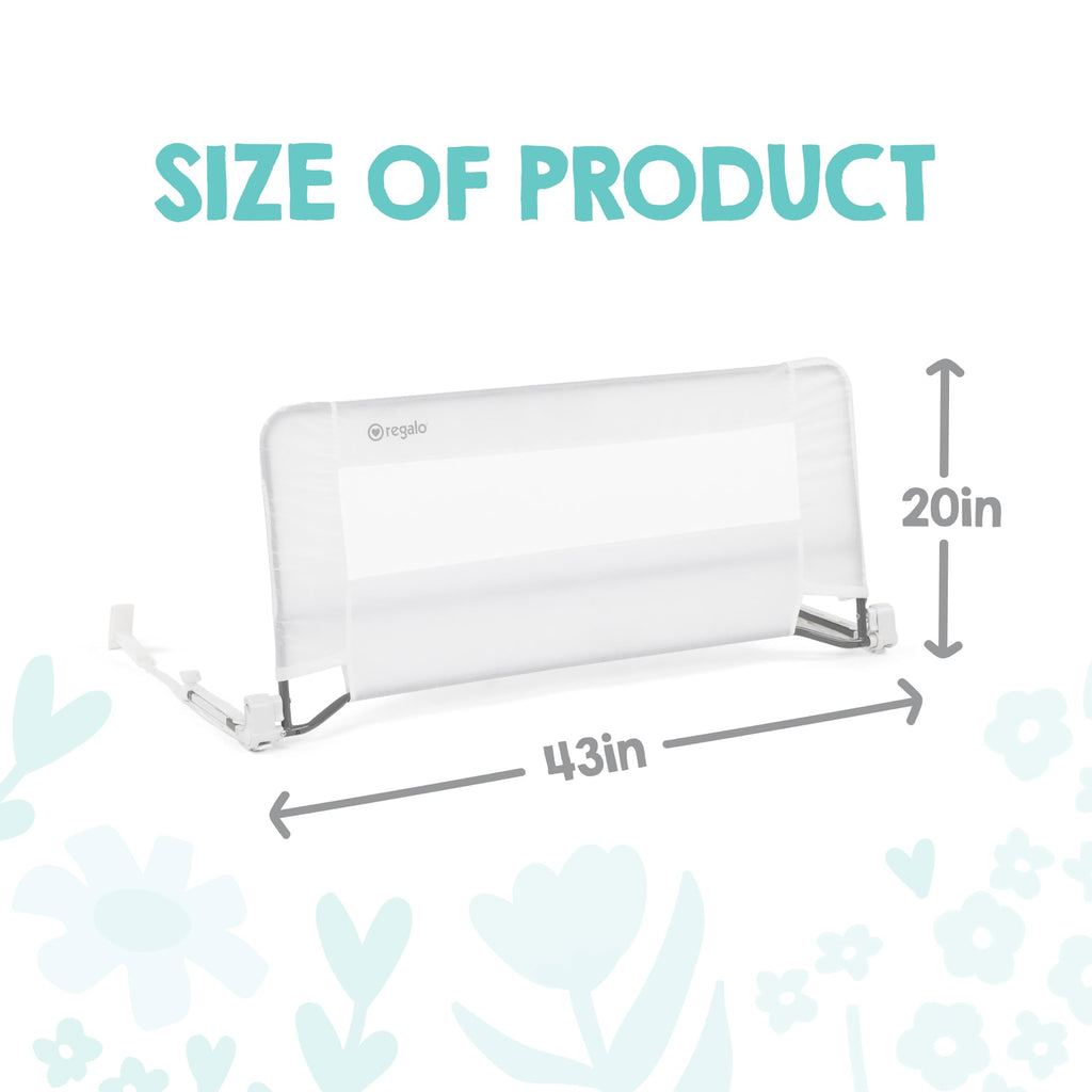 Regalo Safety Swing Down Bed Rail Guard for Toddlers, 43" Bed Safety Rail with Patented Gap Guard, Toddler Bed Rail Fits Twin, Full & Queen Beds, Guard Rail for Kids Bed, American Designed & Owned