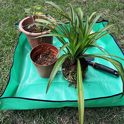 SisBroo Foldable Plant Repotting Mat, Waterproof Gardening Tarp (Green)