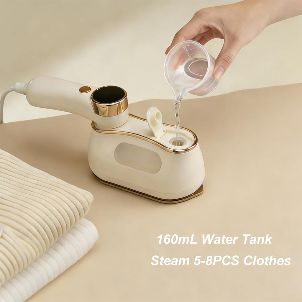 Skiennix Travel Steam Iron - 1200W Mini Garment Steamer with LCD Screen & 180° Rotating Handle - White