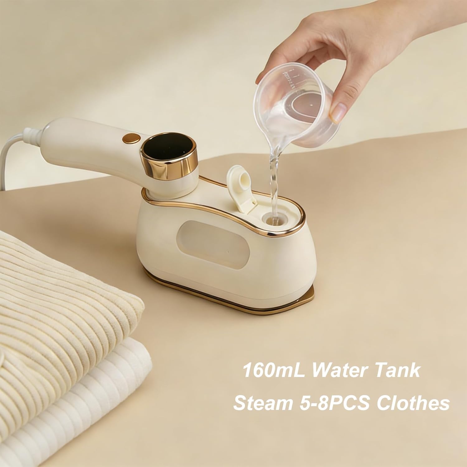 Skiennix Travel Steam Iron - 1200W Mini Garment Steamer with LCD Screen & 180° Rotating Handle - White