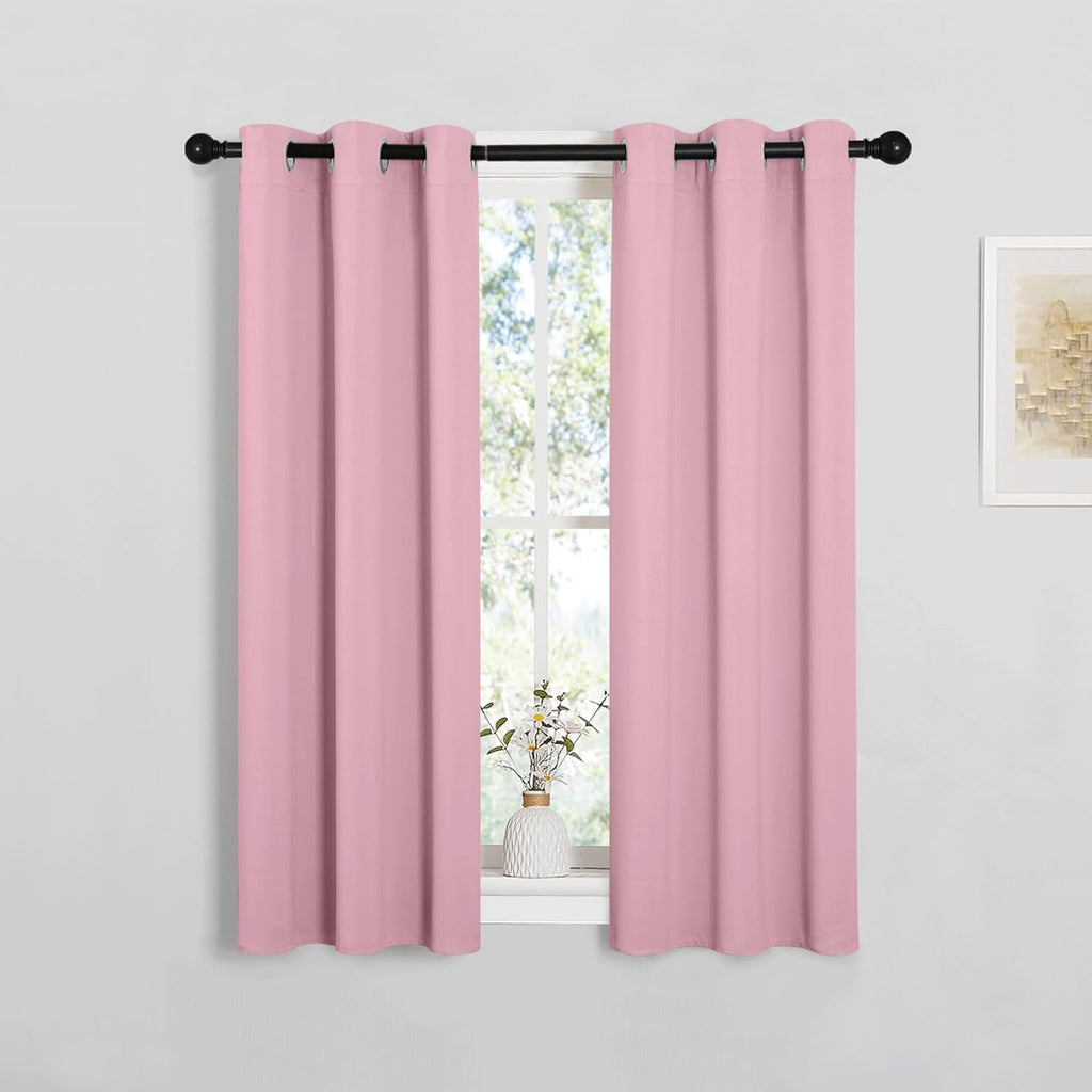 NICETOWN Blackout Window Curtain Panels - Thermal Insulated Grommet Drapes | Crystal Pink, 29x45 Inch (1 Pair)