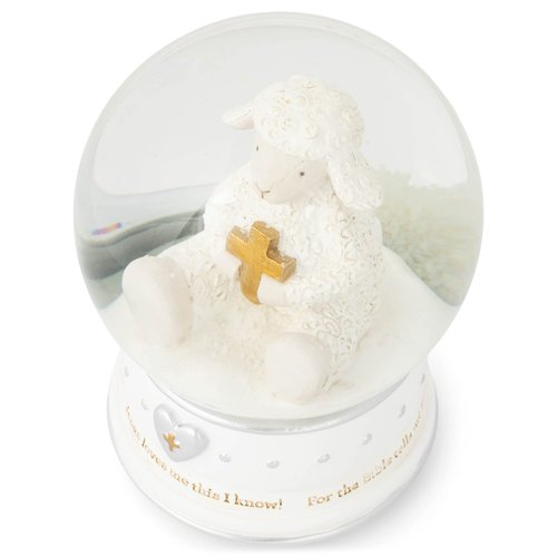 DEMDACO Peaceful White Lamb Musical 4 x 5.5 Glass Christmas Decorative Tabletop Snow Water Globe