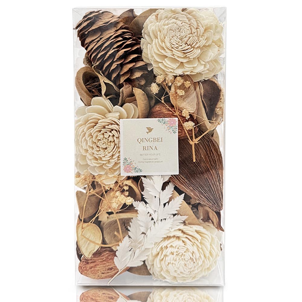 Qingbei Rina Spring Potpourri Bags, Mangnolia Scented Potpourri Bowl Filler,White Decorative Dried Flowers,Home Fragrance Sachet,Vase Fillers,Bathroom Decor(10oz)