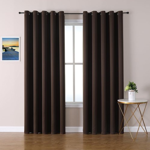 ChrisDowa Brownout Curtains - Extra Wide Thermal Insulated Room Darkening Panels, 70 x 84 Inch (Brown)