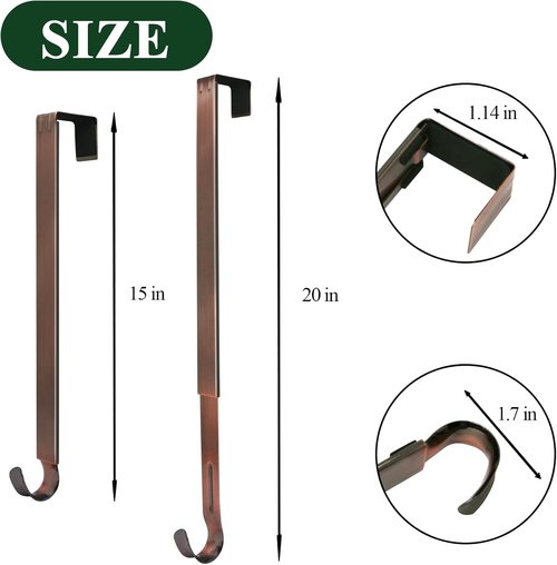 Adjustable Wreath Hanger by [Brand Name] - Black Front Door Hook for 15 to 25 Inches | Supports 20 lbs