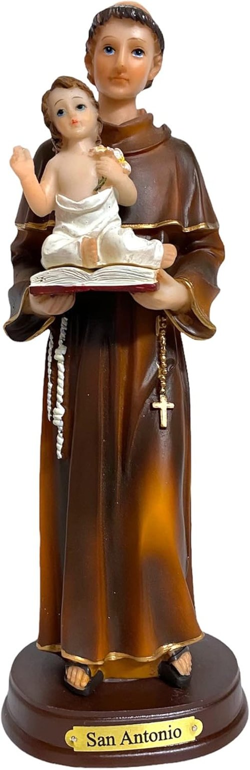 GCK St. Anthony Statue - 8 Inch San Antonio De Padua Religious Figurine | Brown Catholic Gift