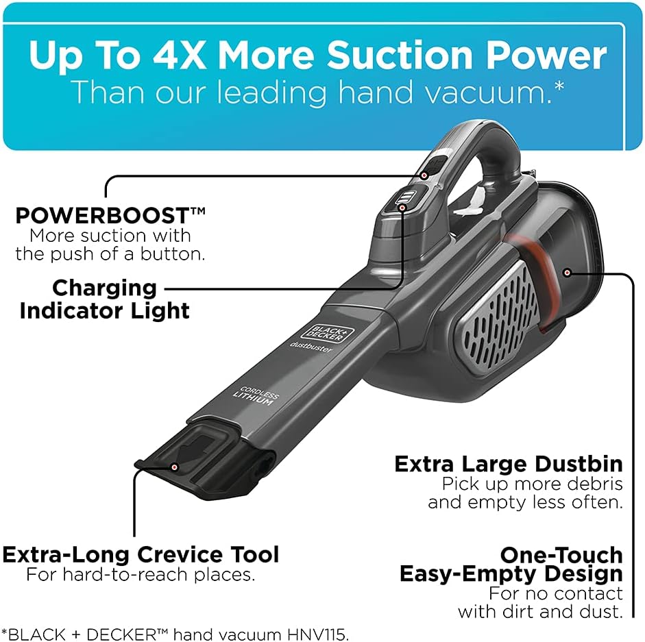 BLACK+DECKER Hand Vacuum - 16V MAX* DUSTBUSTER AdvancedClean+ for Powerful Cleaning | Compact Design