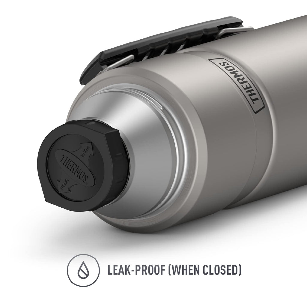 THERMOS Stainless King Vacuum-Insulated Beverage Bottle, 40 Ounce, Matte Steel & Stainless King Vacuum-Insulated Food Jar, 24 Ounce, Midnight Blue