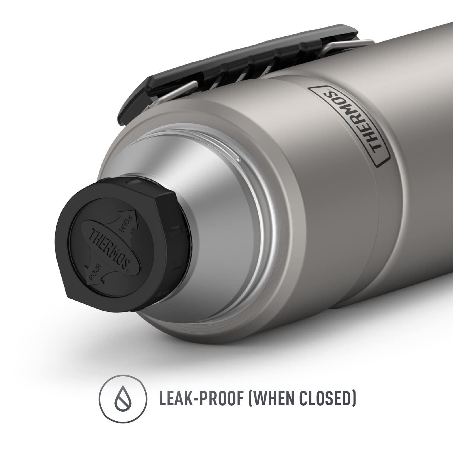 THERMOS Stainless King Vacuum-Insulated Beverage Bottle, 40 Ounce, Matte Steel & Stainless King Vacuum-Insulated Food Jar, 24 Ounce, Midnight Blue