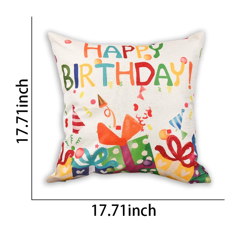 ShiQiao Spl White Happy Birthday Pillow Cover 18x18 Inch for Women Men Kids