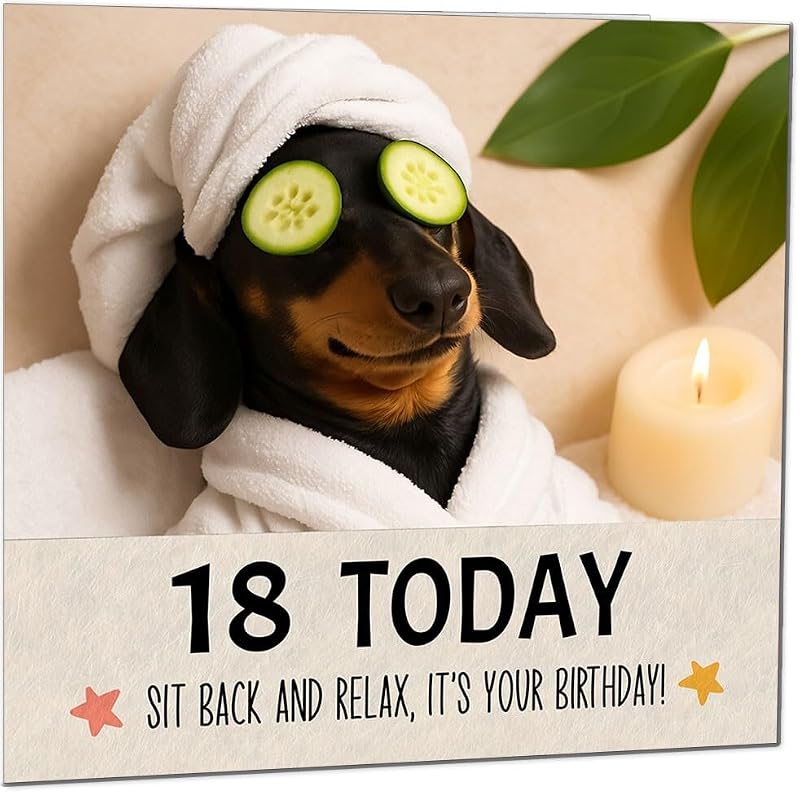 Funny 18th Birthday Card - Cute Sausage Dog Design for 18 Year Olds
