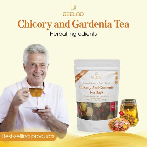 Nature Chicory And Gardenia Tea For Diabetics - Supports Digestion, Weight & sleep, Kidney and Liver Tea, Natural Sugar-Free Blend, Vegan & Caffeine-Free,120gr (15bags x 8gr)