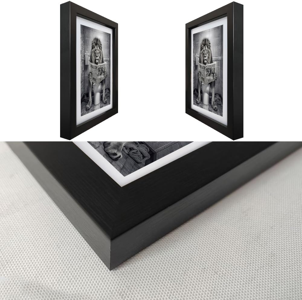 Regine Switzerland Bathroom Wall Decor - Black and White Lion Toilet Art Print | Funny Animal Artwork
