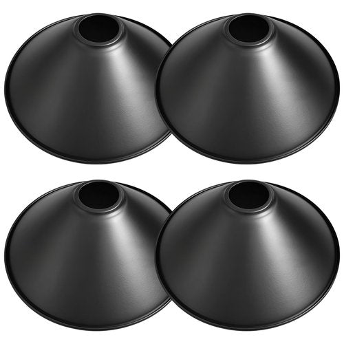 4 Pack Metal Lampshades, Conical Matte Black Pendant Light Cover, Industrial Farmhouse Style Lamp Shade for Kitchen Island, Dining Room, Hallway, Entryway Lighting Fixtures