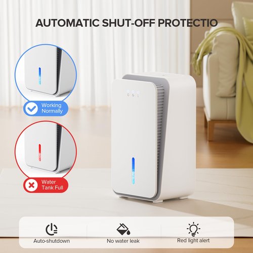 Dehumidifier for Home,1000 sq.ft Dehumidifier for Basement Bathroom Bedroom with Auto Shut Off, Built-in Aromatherapy Diffuser,7 Colors LED Light, Quiet Dehumidifiers with Sleep Mode(CS08-Milky)