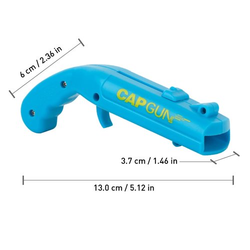 Novelty Cap Gun Style Bottle Opener - Realistic Construction with Ergonomic Grip for Beverages, Themed Parties & Gifts (Black)