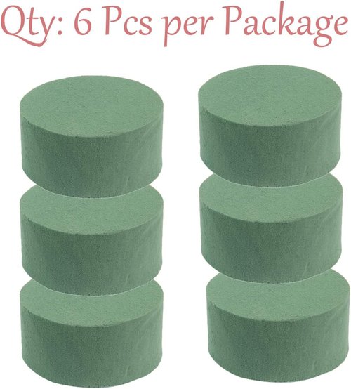 Floral Foam by [Brand Name] - 6 Pack Round 3” Green Wet & Dry Flower Foam for Arranging Fresh & Artificial Flowers