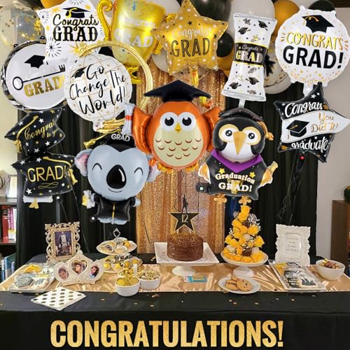 12-Piece 2026 Graduation Party Balloon Set - Congrats Grad Foil Decorations