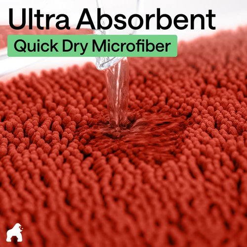 GORILLA GRIP Bath Rug Mat - Soft Absorbent Chenille | Quick Dry Microfiber, 44x26, Sunset Orange