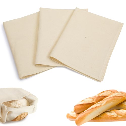 3pcs 100% cotton Tea Towels for Baking Sourdough - 14" x 18'' Unbleached Bread Basket Flour Sack Towels, Proofing Cover Cloth for Dough Raising, Bread Making Accessories Bakers Gift