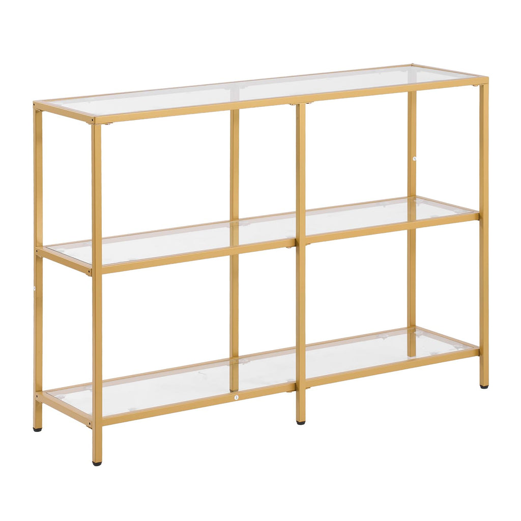 VEVOR Glass Console Table, 39.4 Inch Entryway Table, Modern Rectangle Sofa Table with Tempered Glass Top and Iron Legs, Golden Consloe Desk for Living Room, Hallway, Entryway