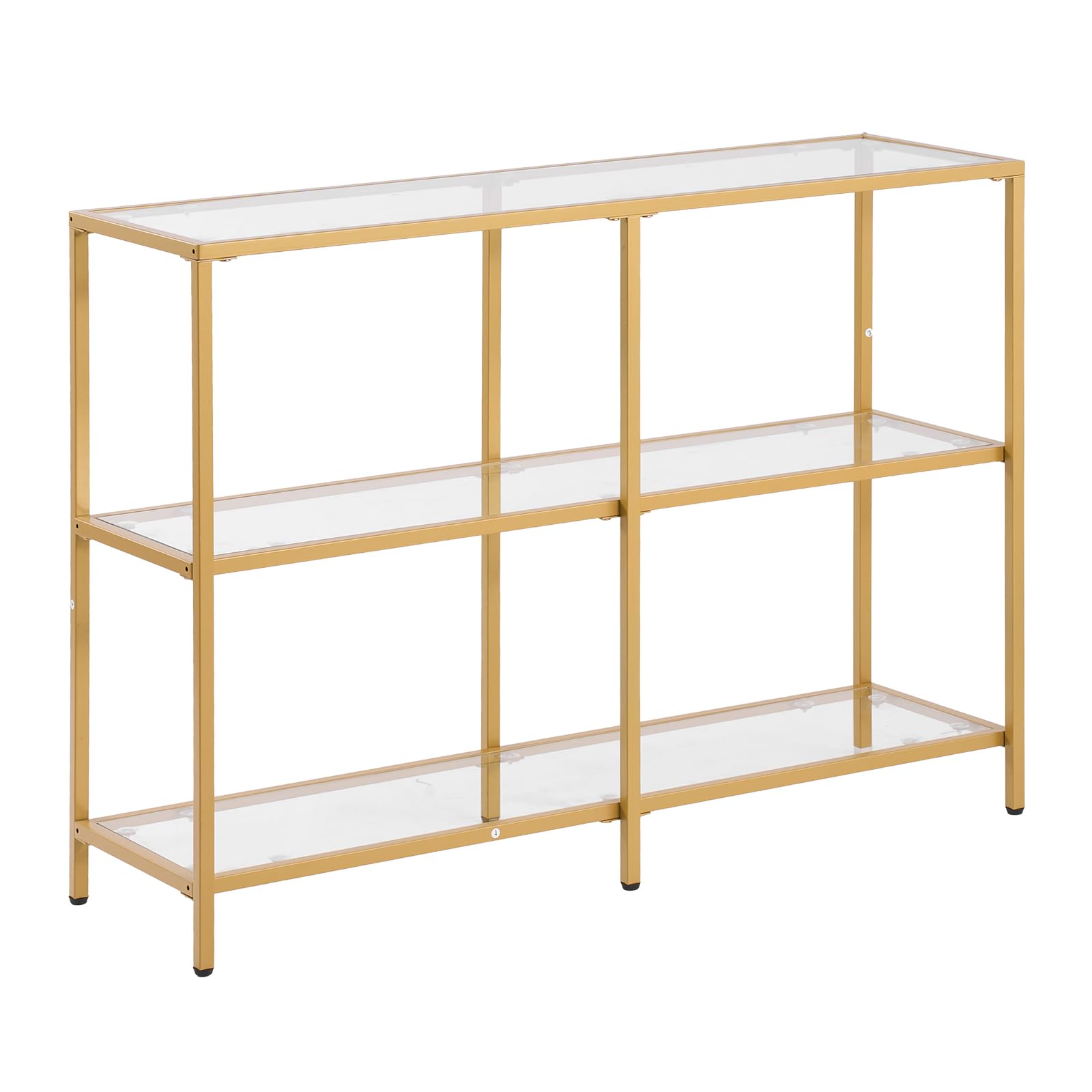 VEVOR Glass Console Table, 39.4 Inch Entryway Table, Modern Rectangle Sofa Table with Tempered Glass Top and Iron Legs, Golden Consloe Desk for Living Room, Hallway, Entryway