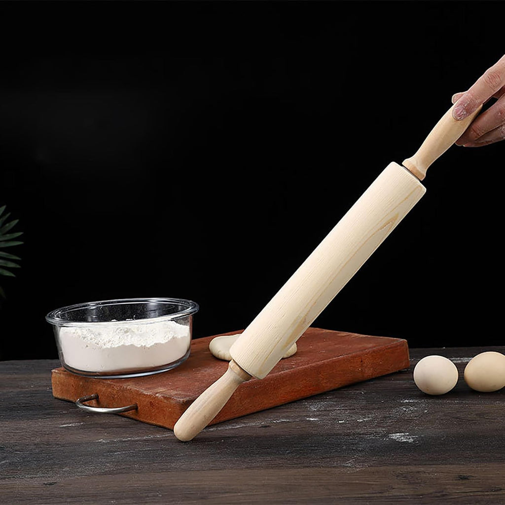 Skiennix 13.8 Inch Wooden Rolling Pin - Perfect for Kneading Dough for Bread, Pizza, Cookies, Noodles