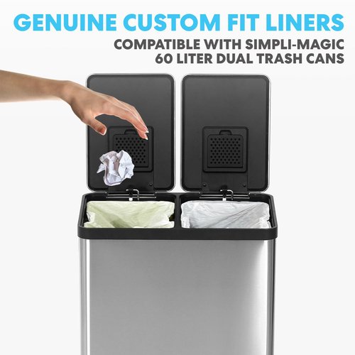 SIMPLI-Magic 8 Gallon Drawstring Trash Bags, Code A, 120 Pack – Tall Kitchen Garbage Bags, Custom Made with Premium Materials (White)