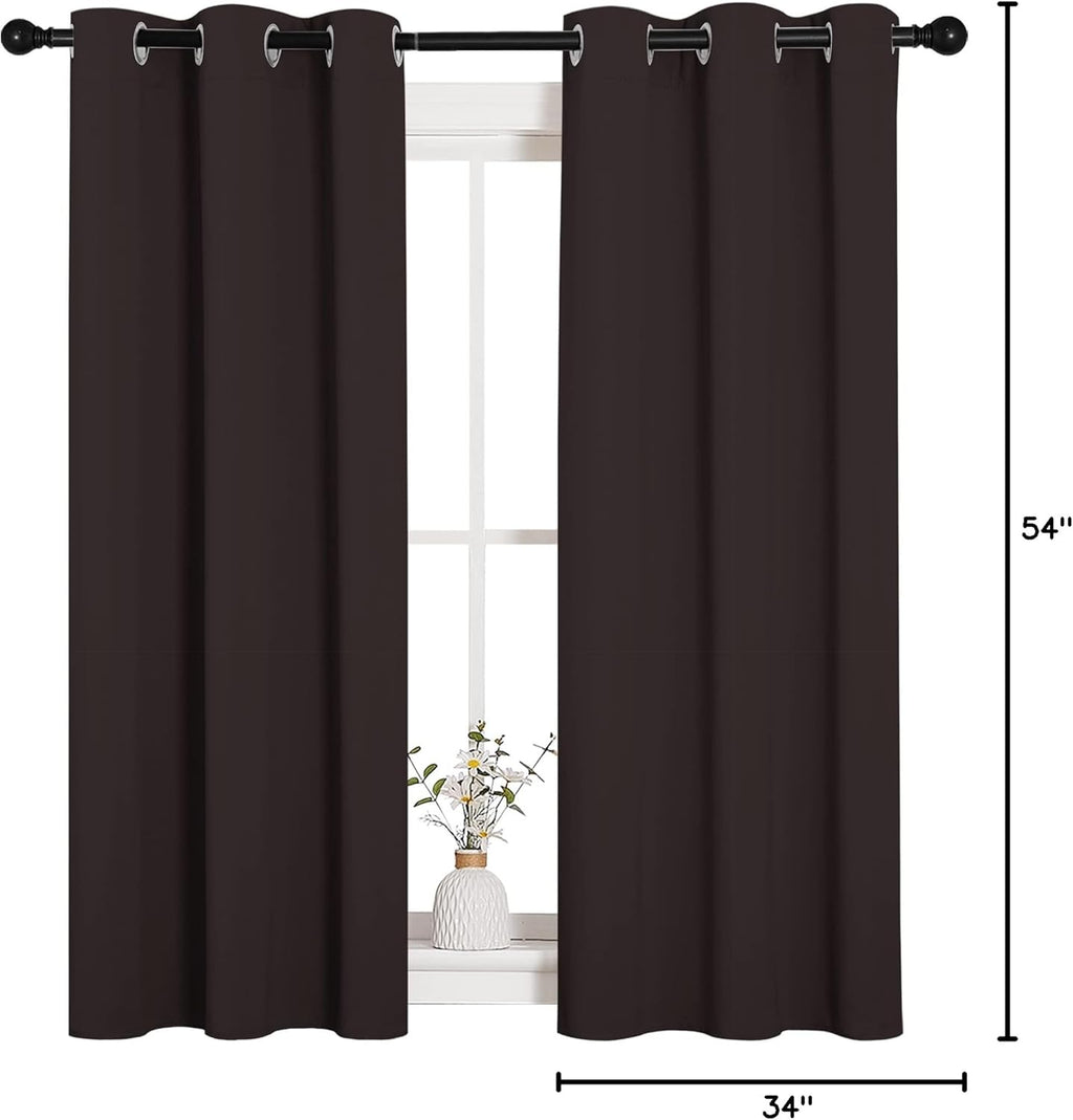 NICETOWN Room Darkening Curtains - Energy Smart Thermal Insulated Grommet Drapes | 2 Panels, 34"x54", Toffee Brown