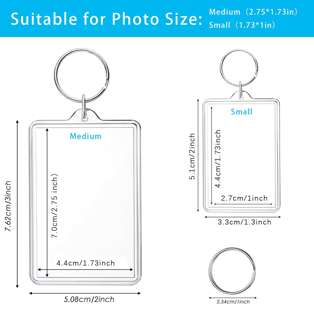 Timerchin Acrylic Photo Keychain 6 Pack - 1.73x1 Inch Clear Custom Picture Keyrings - DIY Personalized Gifts for Mother's Day, Father's Day, Graduation, Pet Memorial