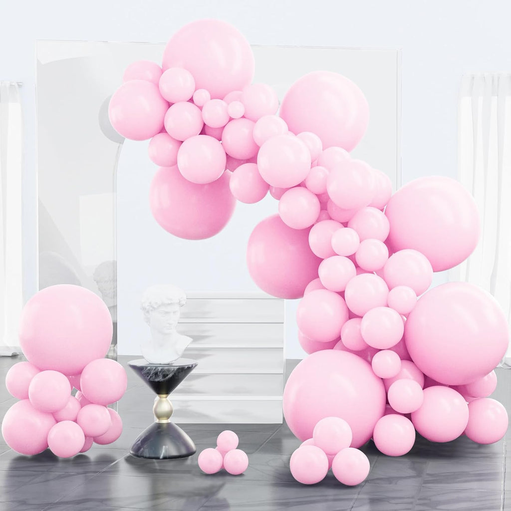 PartyWoo Baby Pink Balloons - 100 Pcs in Various Sizes for Baby Shower & Birthday Decor | Arch Kit & Garland
