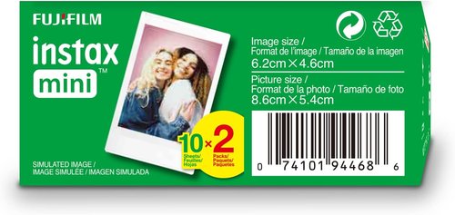FUJIFILM Instax Mini Instant Film - Twin Pack of 20 White Photos for Instant Memories