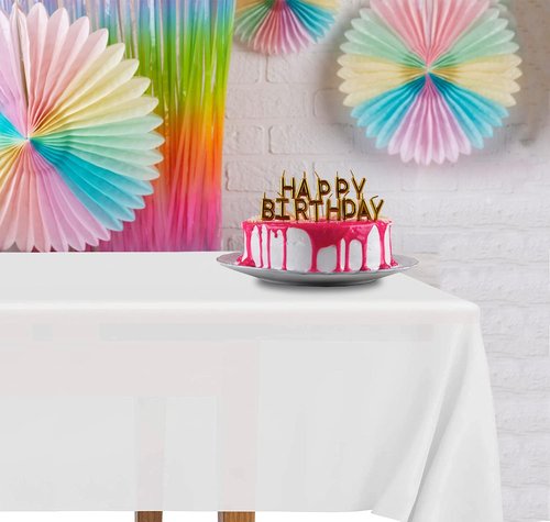DecorRack Rectangular Tablecloths - BPA-Free Plastic, 54 x 108 Inch | Disposable & Reusable, White (2 Pack)
