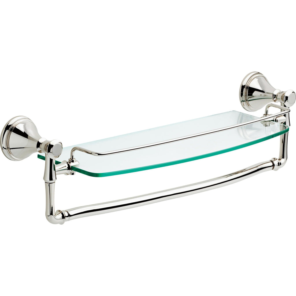 DELTA Cassidy 18 inch Glass Shelf With Towel Bar, Polished Nickel, Bathroom Accessories, 79710-PN