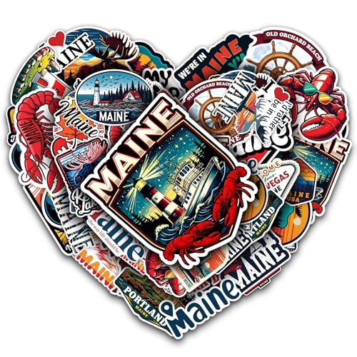 Maine State Vinyl Travel Stickers Set - Waterproof Decals for Laptops, Water Bottles, Cars & More