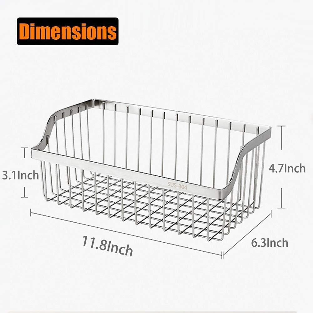 Wire Baskets, SUS304 Stainless Steel Storage Baskets, Durable Baskets for Storage Wall Mount, Hanging Wire Baskets Wall Mount Baskets for Kitchen, Bathroom, Closets - 4 Set