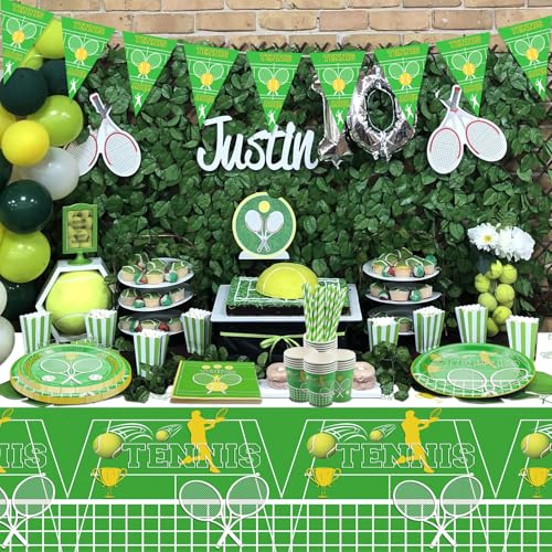 2 Pack Tennis Birthday Table Covers - 51x87'' Disposable Plastic
