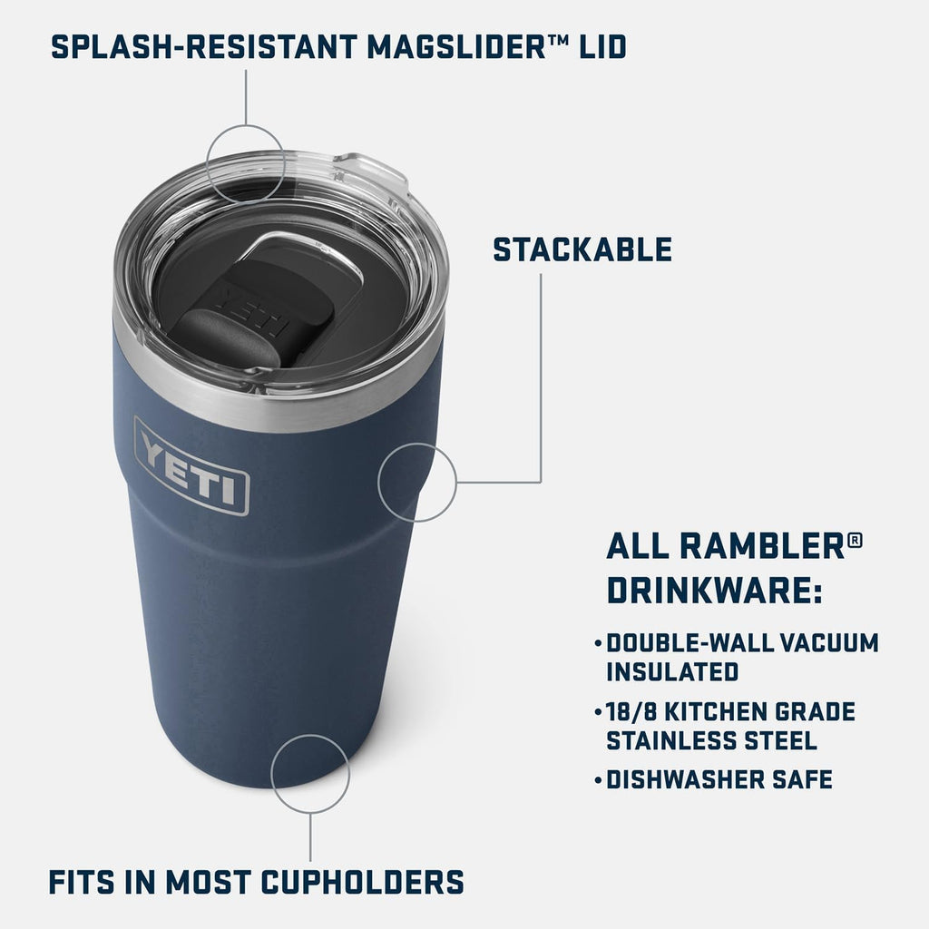YETI Rambler 20 oz Stackable Tumbler, Stainless Steel, Vacuum Insulated with MagSlider Lid, Moon Dust