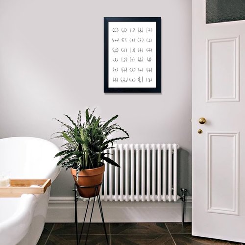 Framed Wall Art - Funny Bath Sign Canvas Print | Black and White Bathroom Decor