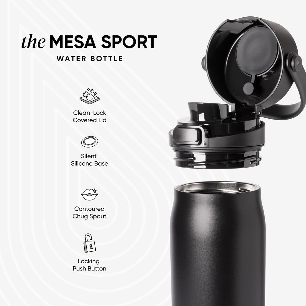 Simple Modern Mesa Sport Water Bottle with Covered Chug Lid | 24oz Cup Holder Friendly Insulated Stainless Steel Bottle for Gym, Sports and Travel | Costal Fog