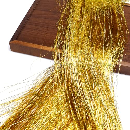 FOONEA 2000 Strands Christmas Tinsel Icicles, 19.8" Gold Mylar Foil