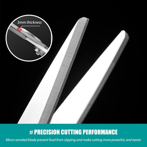 KUNIFU Kitchen Scissors - Heavy Duty All-Purpose Shears with Come Apart Design | Black