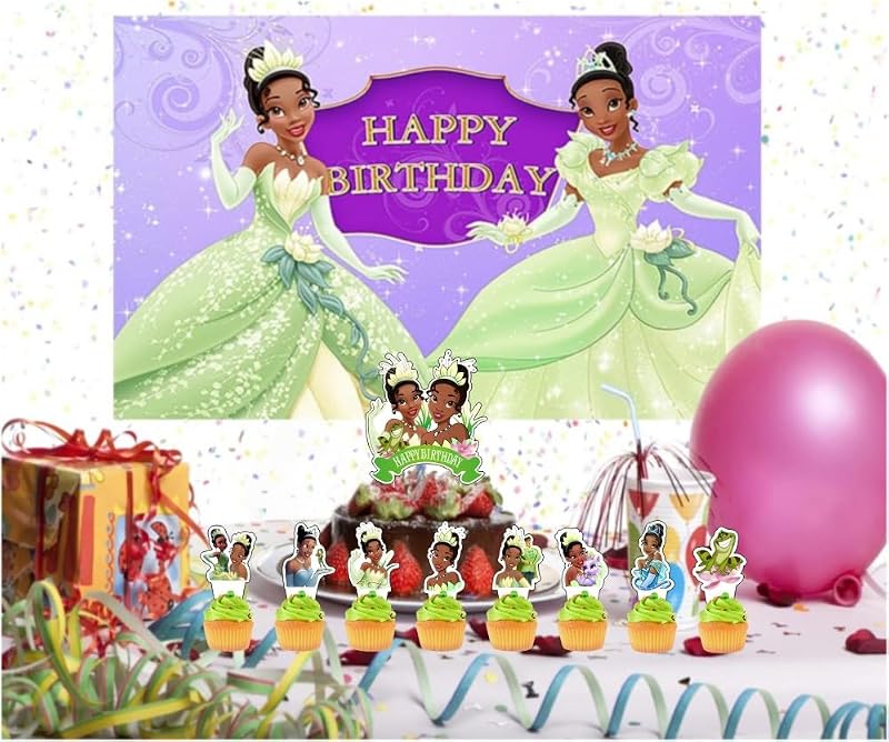 Princess Frog Cake Decorations Set - 25 Pcs for Tiana Birthdays