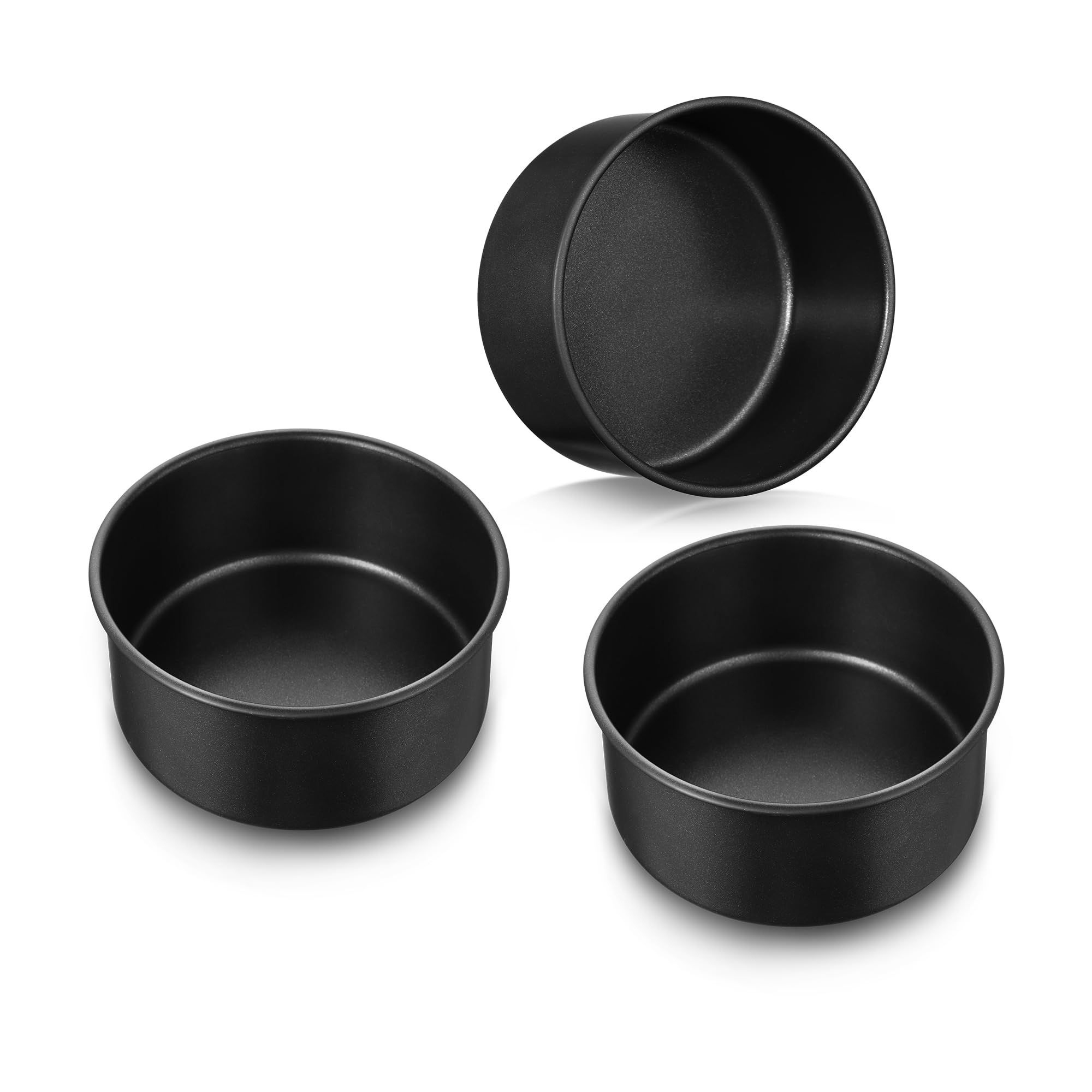 E-far 5 Inch Cake Pan Set of 3, Nonstick Stainless Steel Small Baking Pans Tins, Round Bakeware for Layer Cakes, Stainless Steel Core & Non-Toxic Coating, Straight Side & 2 Inch Deep