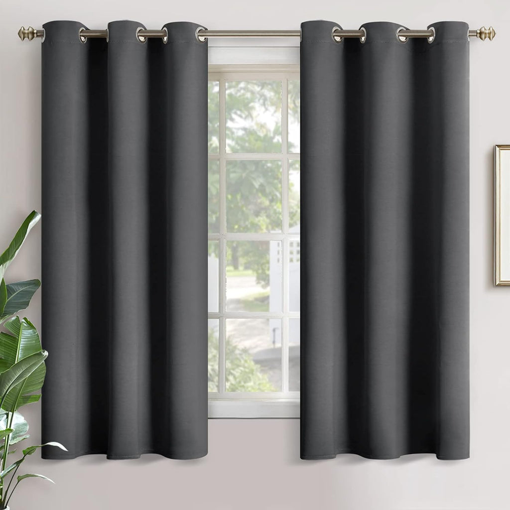 YoungsTex Blackout Curtains - Room Darkening Thermal Insulated Drapes, 63 Inch Long, Dark Grey, 2 Panels