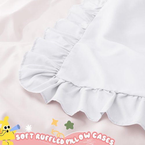Cobedzy 13"x18" Toddler Pillow Cases Set of 2, White Ruffled Pillow Shams Brushed Microfiber Nursery Pillow Cover for Boys Girls, Soft Breathable Machine Washable