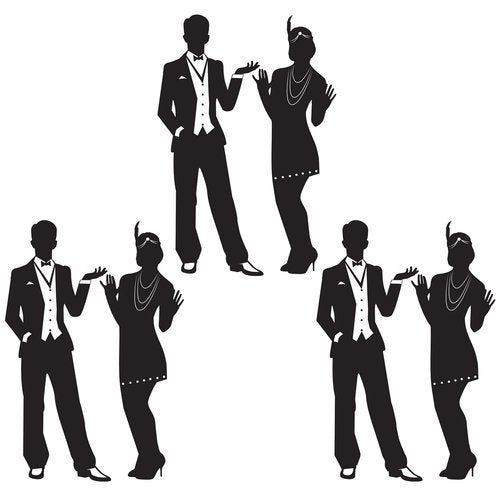 Beistle 6-Piece Roaring 20's Cutouts, Great Gatsby Party Decorations, 20's Theme Décor, Swing Dancer Speakeasy Party Supplies, 37"