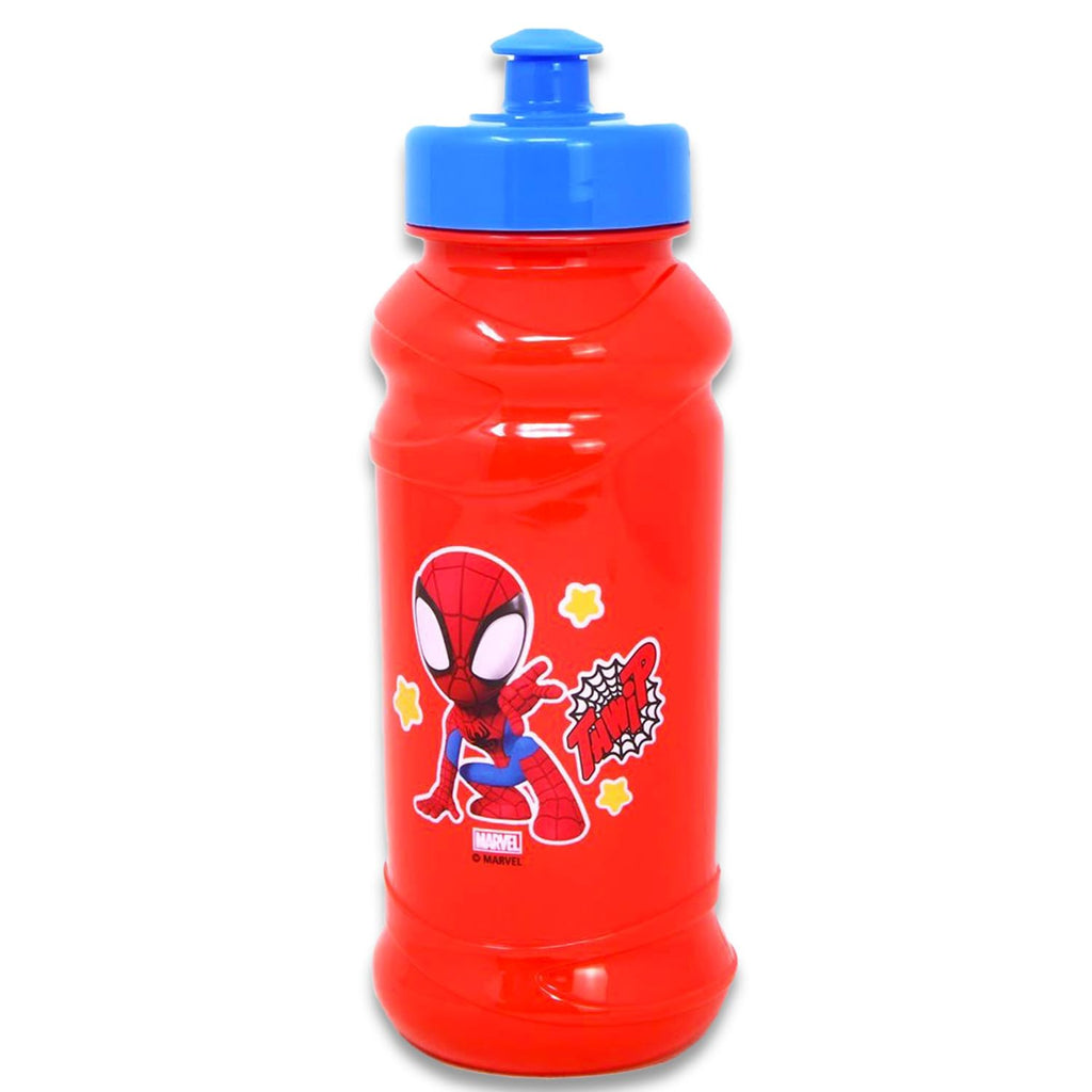 Spidey Reusable 16 oz Water Bottle Set - Spiderman Dinnerware Bundle with 6 Reusable Cups, Stickers, More | Spidey and Friends Party Favor Supplies