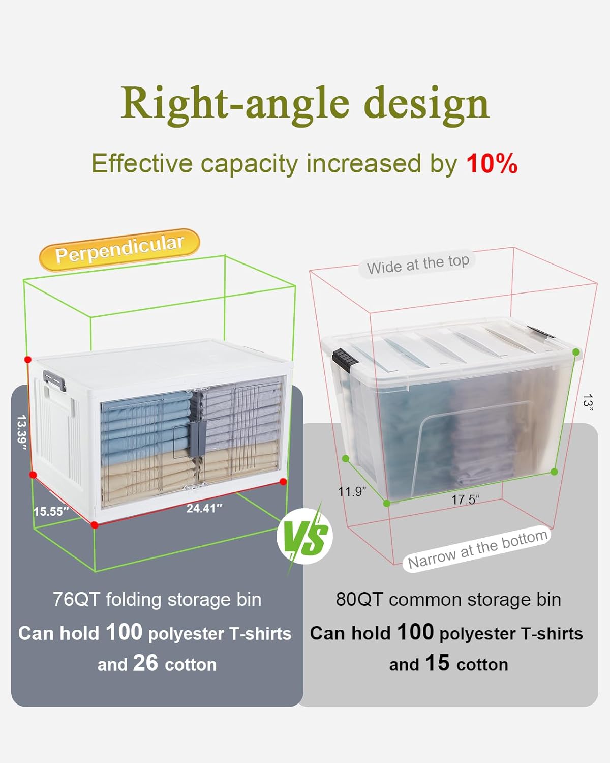 OlarHike 76QT Lockable Storage Bins - Collapsible Plastic Organizer with Lids & Wheels, 4-Pack